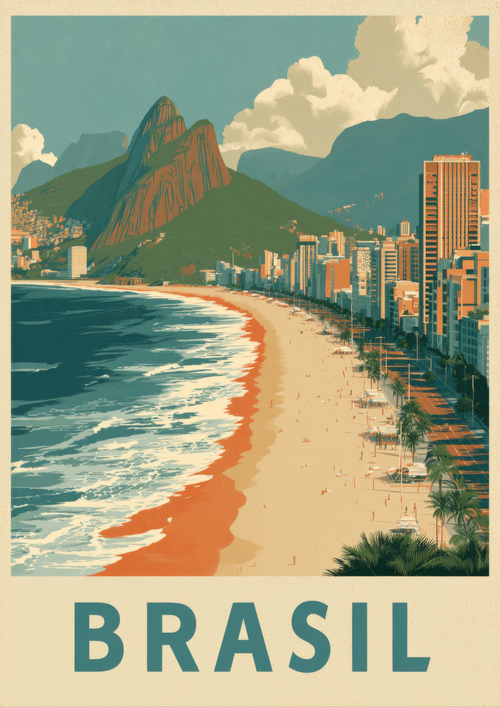 Póster Copacabana Brasil — Ilustración Minimalista (Ref:0001)