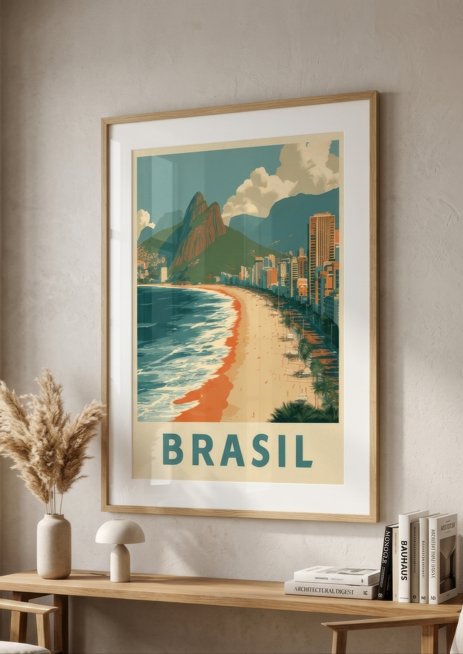 Póster Copacabana Brasil — Ilustración Minimalista (Ref:0001)