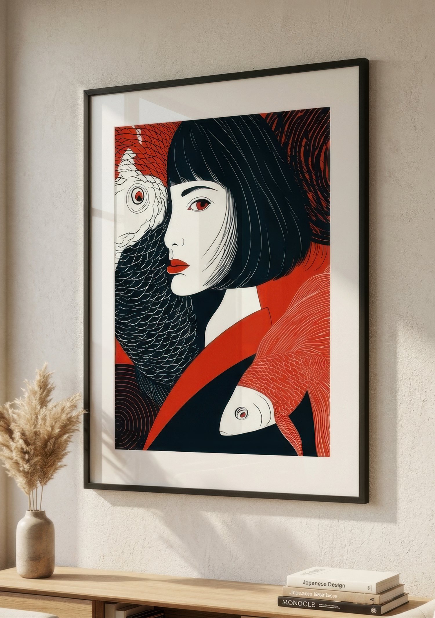 Póster Retrato Koi Japón — Ilustración Minimalista (Ref:0003)
