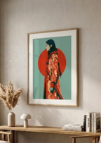 Póster Retrato Geisha II Japón — Ilustración Minimalista (Ref:0004)