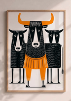 Póster Toros — Ilustración Folk Gráfica  (Ref:0005)