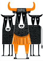 Póster Toros — Ilustración Folk Gráfica  (Ref:0005)