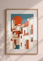 Póster Pueblo Blanco — Ilustración Geométrica (Ref.0008)