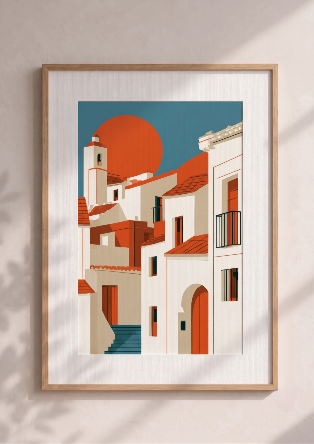 Póster Pueblo Blanco — Ilustración Geométrica (Ref.0008)