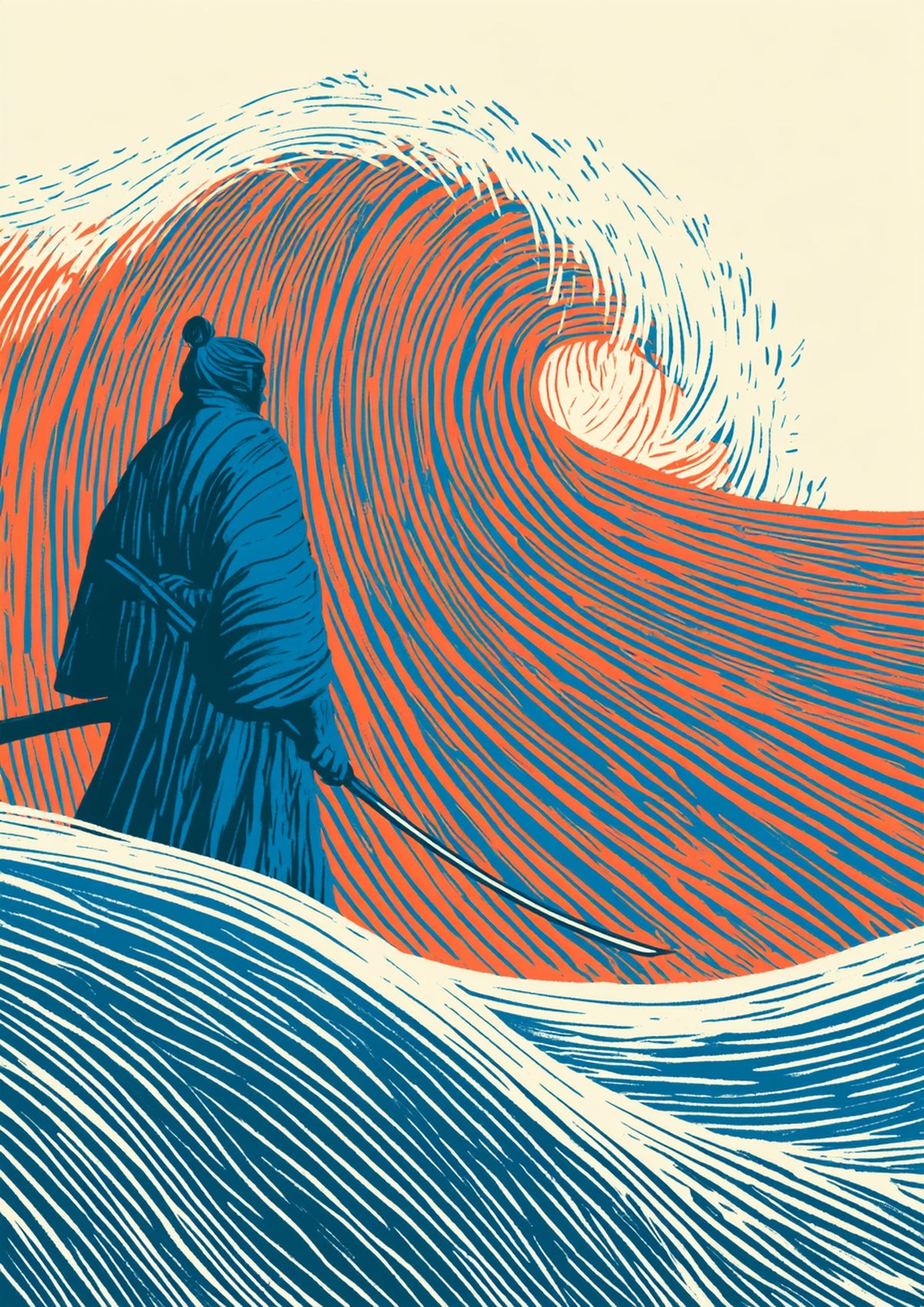Póster Samurái — Ilustración Grabado (Ref:0024)