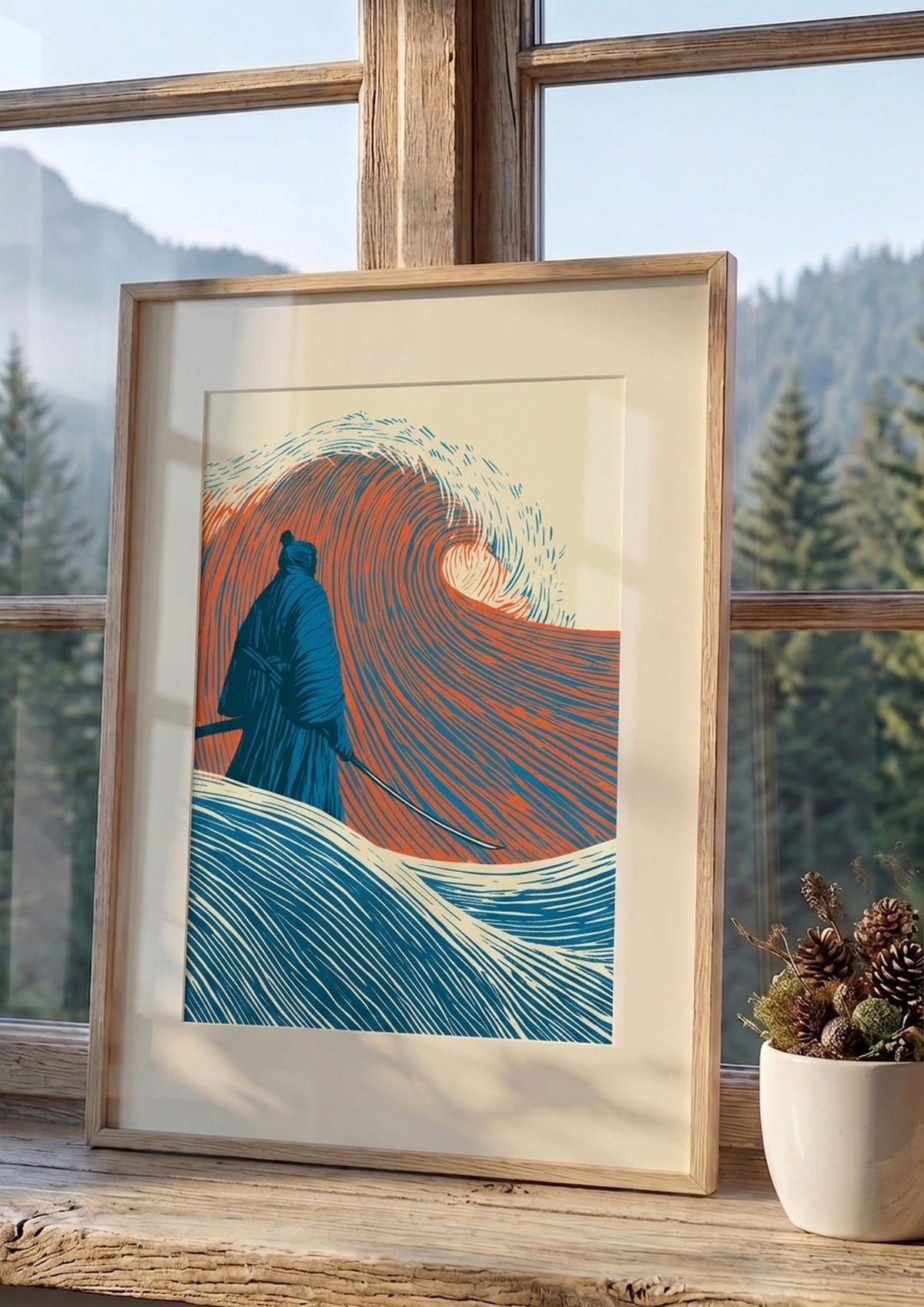 Póster Samurái — Ilustración Grabado (Ref:0024)