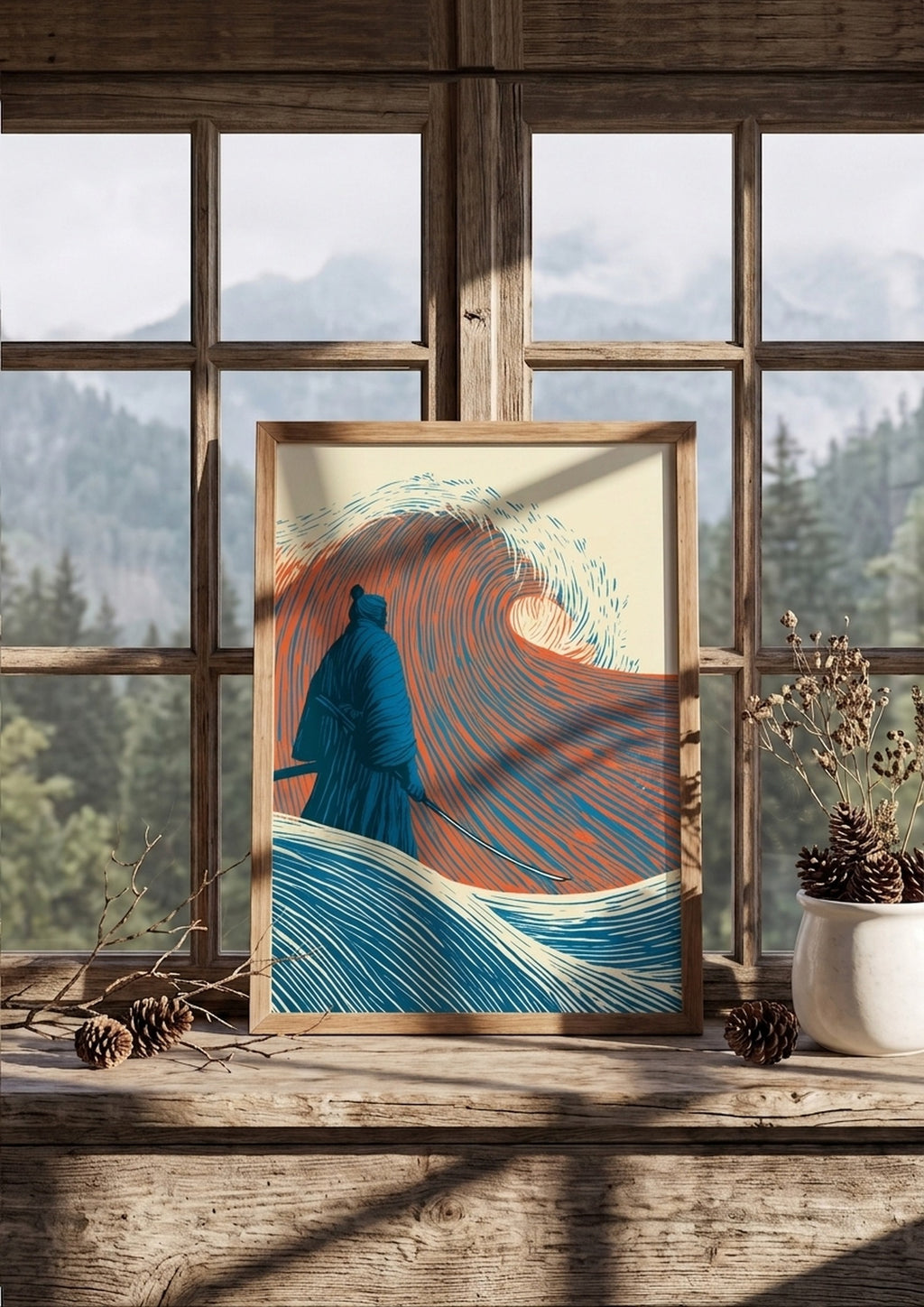 Póster Samurái — Ilustración Grabado (Ref:0024)
