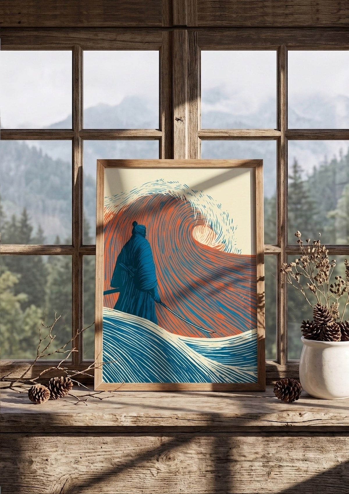 Póster Samurái — Ilustración Grabado (Ref:0024)