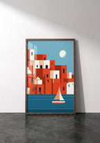 Póster Pueblo Costero — Ilustración Geométrica (Ref.0009)
