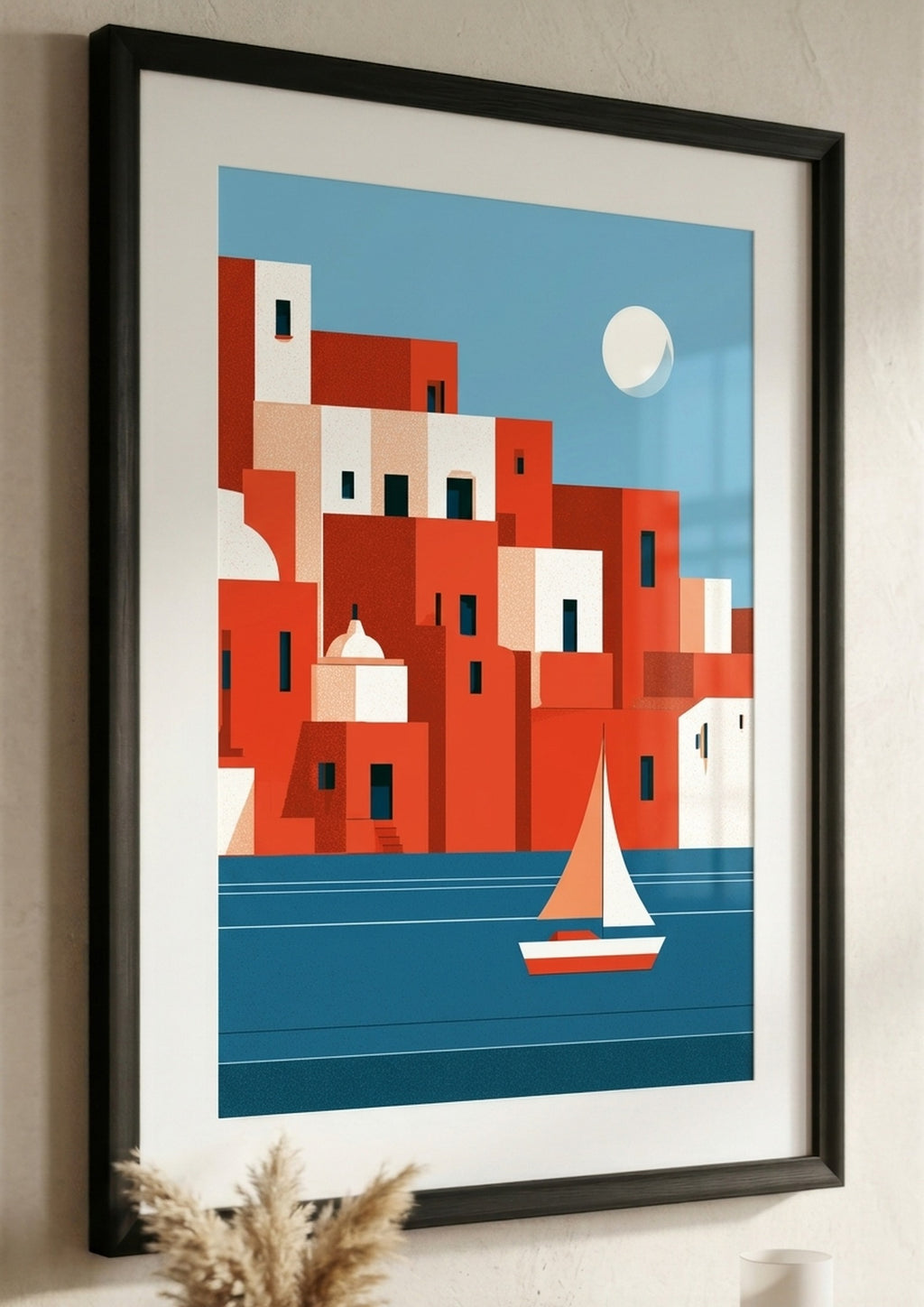Póster Pueblo Costero — Ilustración Geométrica (Ref.0009)