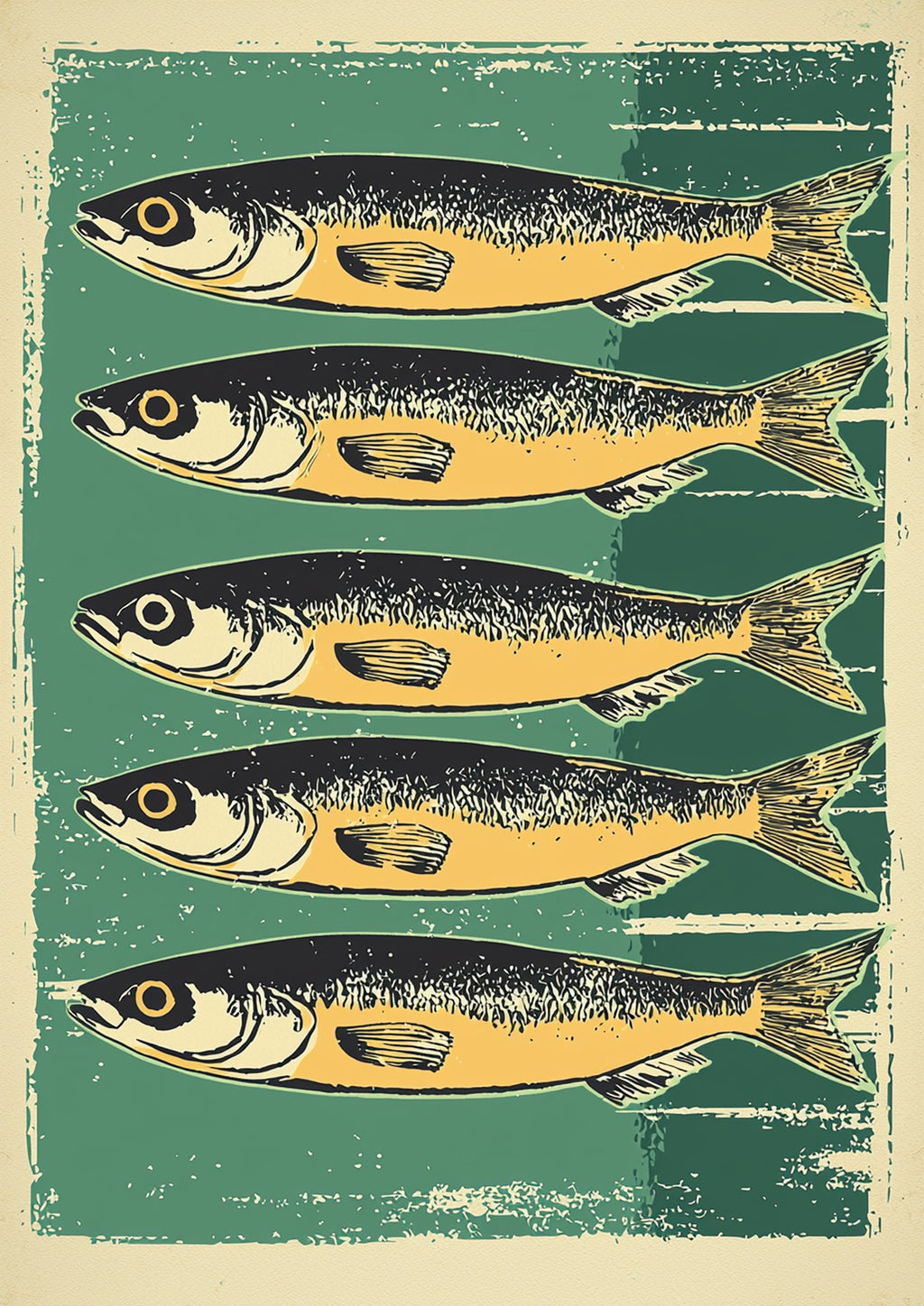 Póster Sardinas — Ilustración Grabado Vintage (Ref:0026)