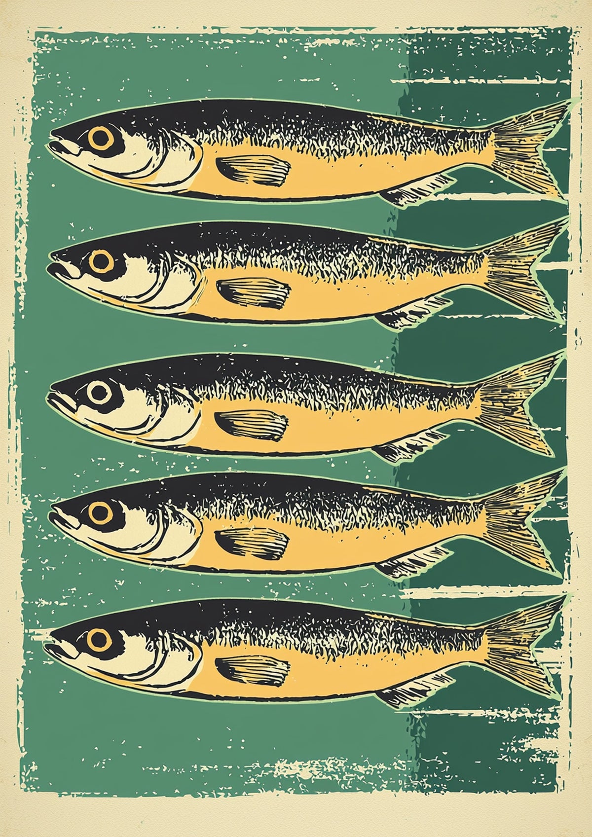Póster Sardinas — Ilustración Grabado Vintage (Ref:0026)