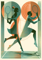 Póster Dobles de Tenis — Ilustración Art Déco (Ref:0045)