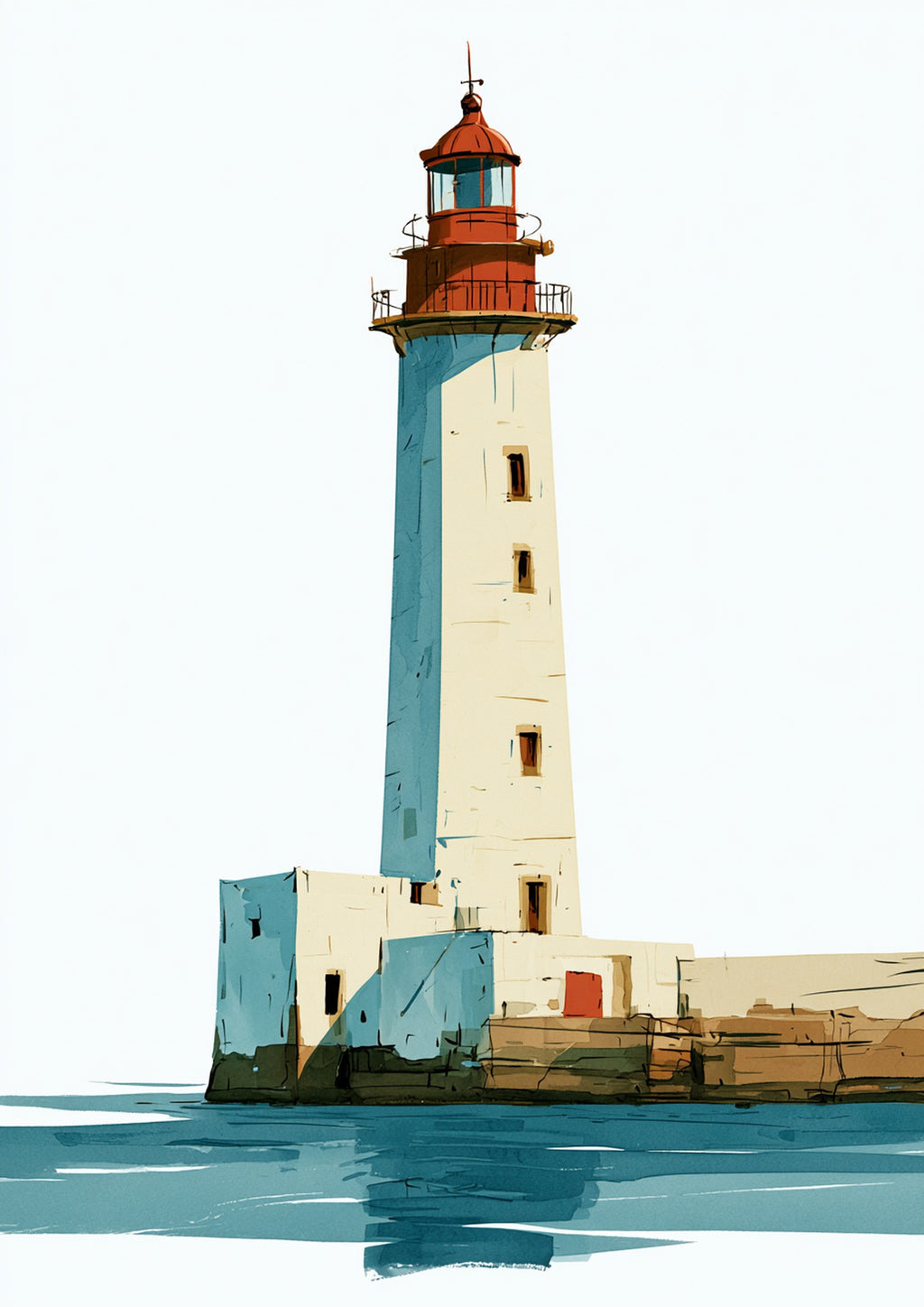 Póster Faro — Ilustración Acuarela (Ref:0048)