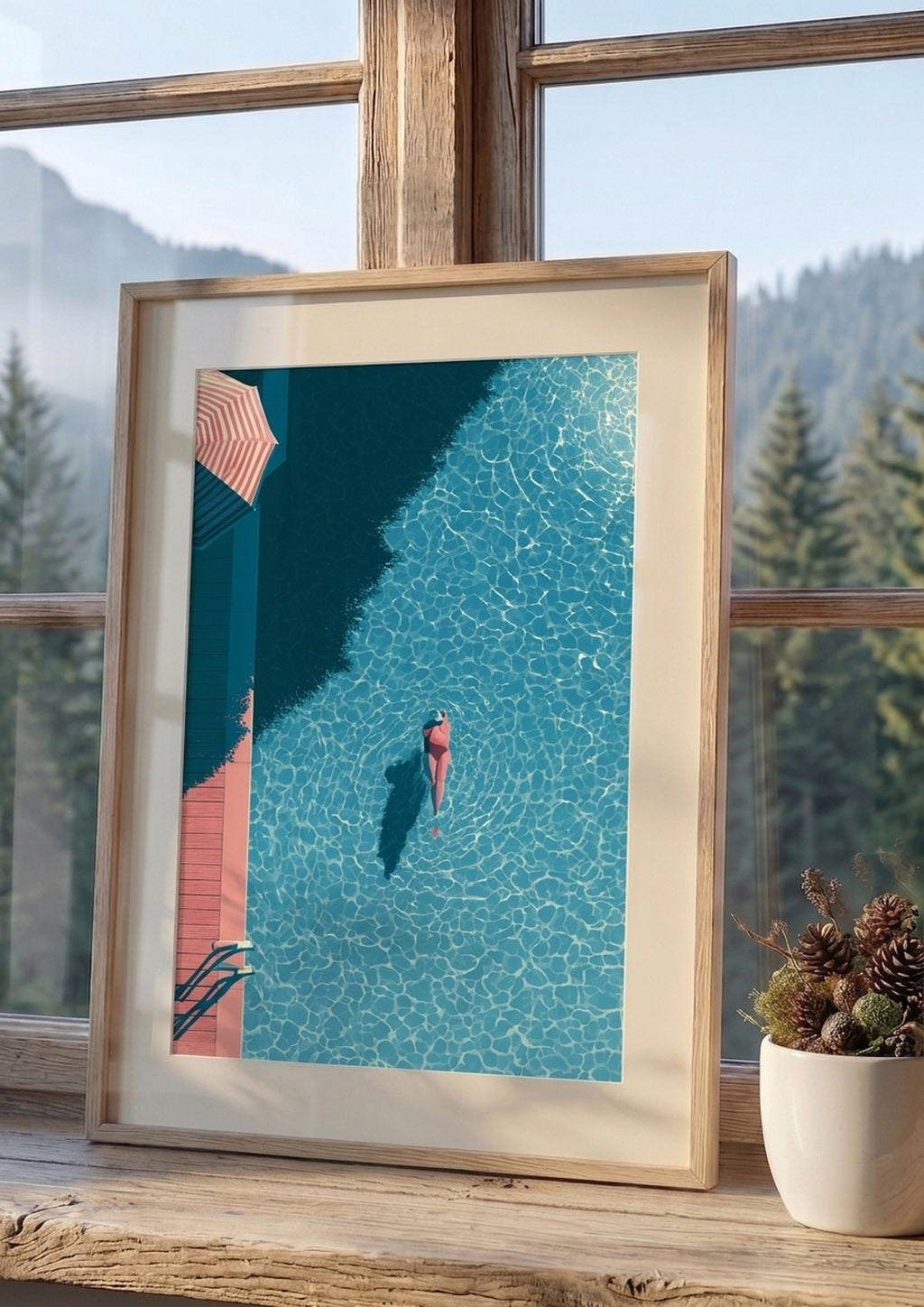Póster nadadora — Ilustración Minimalista (Ref:0053)
