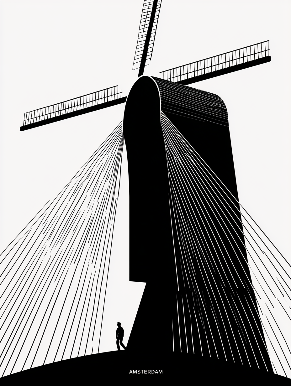 Póster Ámsterdam Molino — Ilustración Gráfica (Ref.0059)