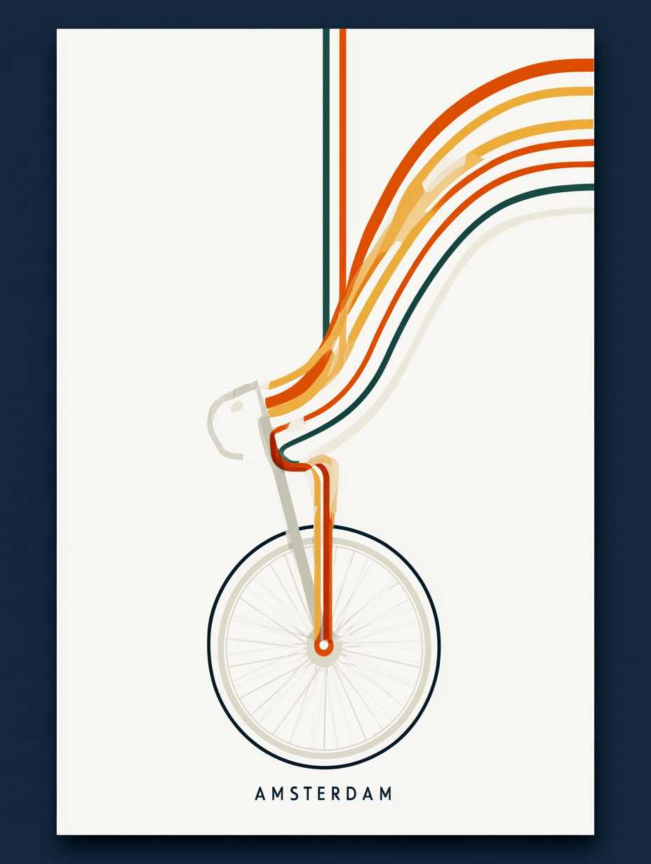 Póster Ámsterdam Bicicleta — Ilustración Abstracta (Ref.0060)