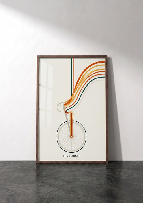 Póster Ámsterdam Bicicleta — Ilustración Abstracta (Ref.0060)