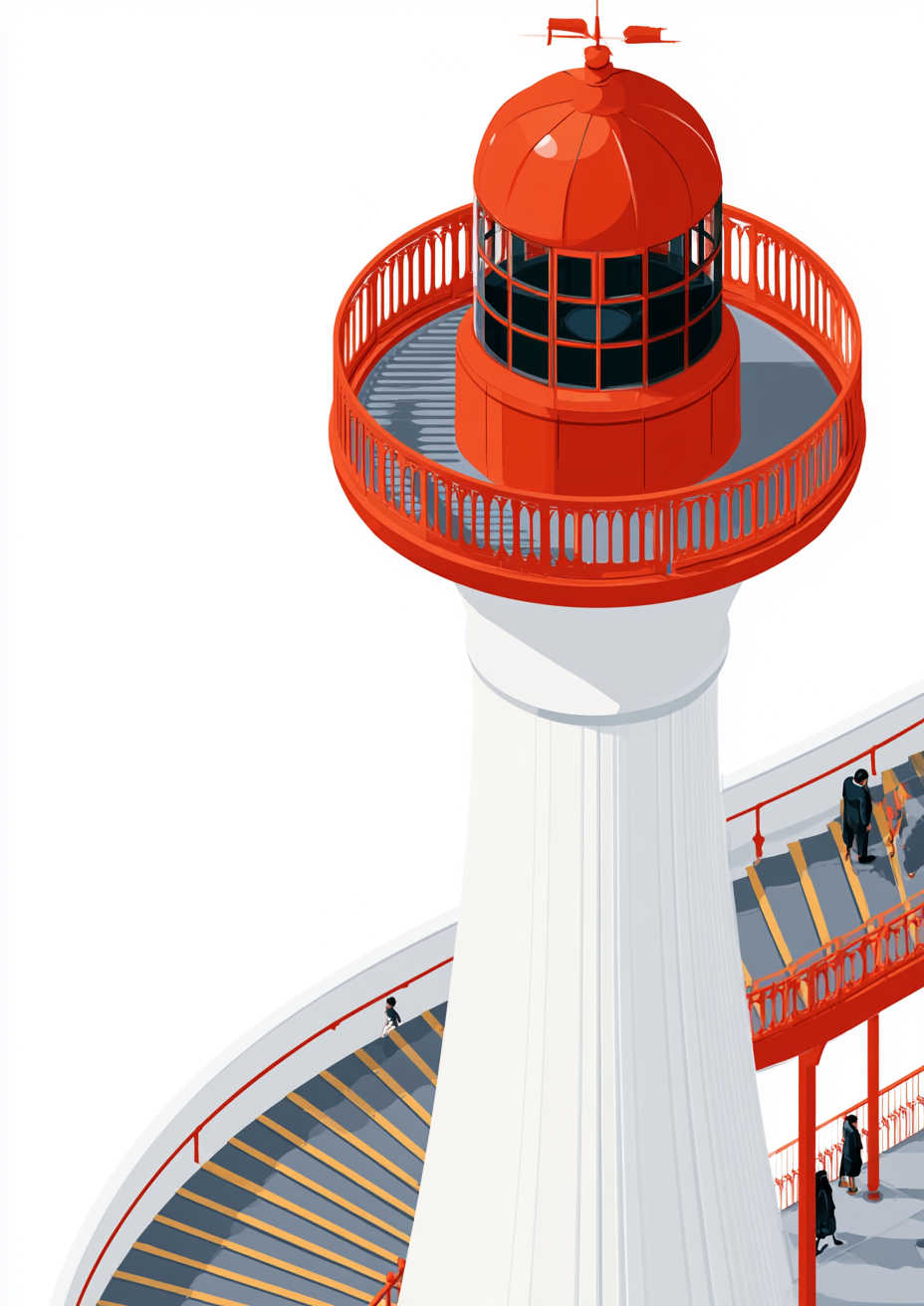 Póster Faro Vista Aérea — Ilustración Arquitectónica (Ref.0066)