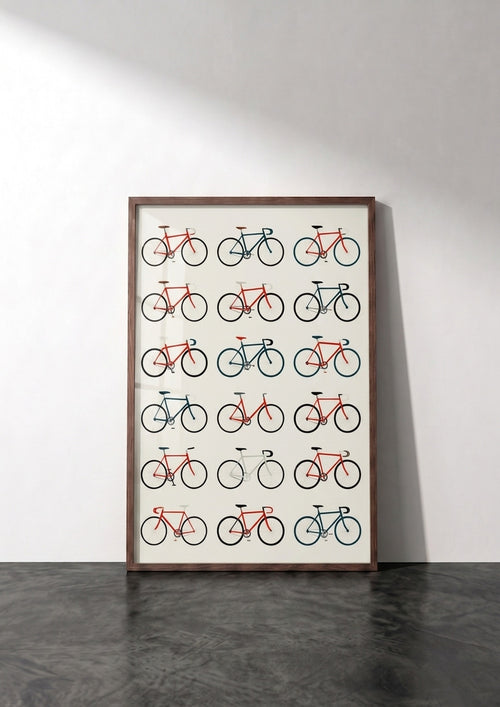 Póster Bicicletas Color — Ilustración Retro (Ref.0068)