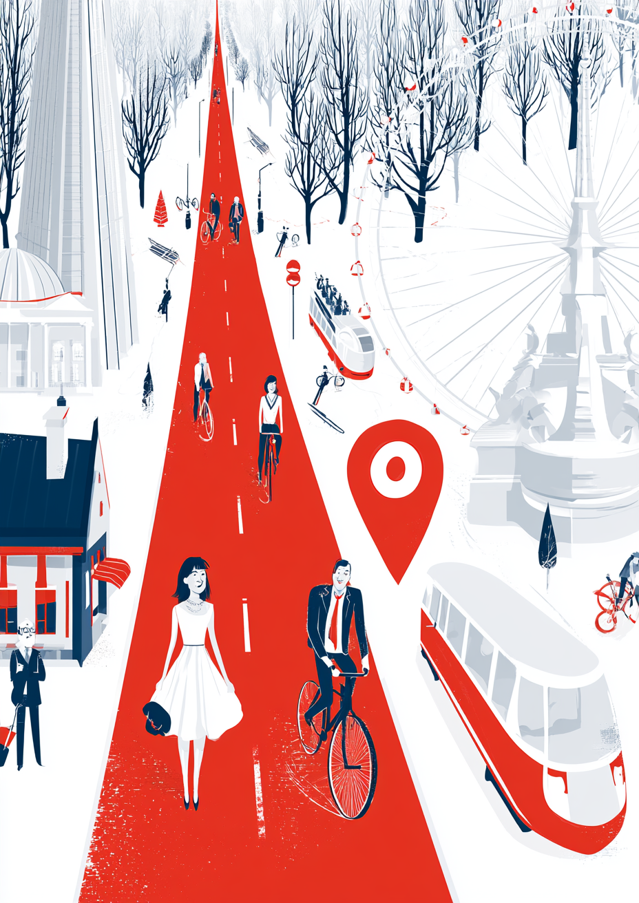 Póster Calle Roja Invierno — Ilustración Urbana (Ref.0073)