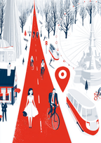 Póster Calle Roja Invierno — Ilustración Urbana (Ref.0073)