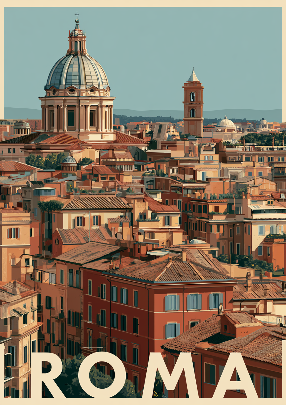Póster Roma — Ilustración Retro (Ref.0074)