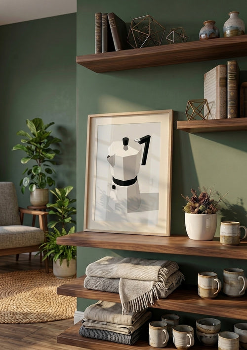 Póster Cafetera Geométrica — Ilustración 3D (Ref.0076)