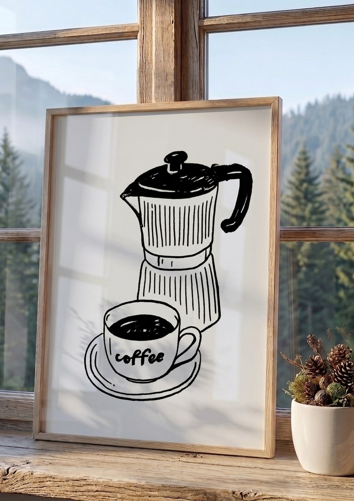 Póster Cafetera y Taza (Ref.0079)