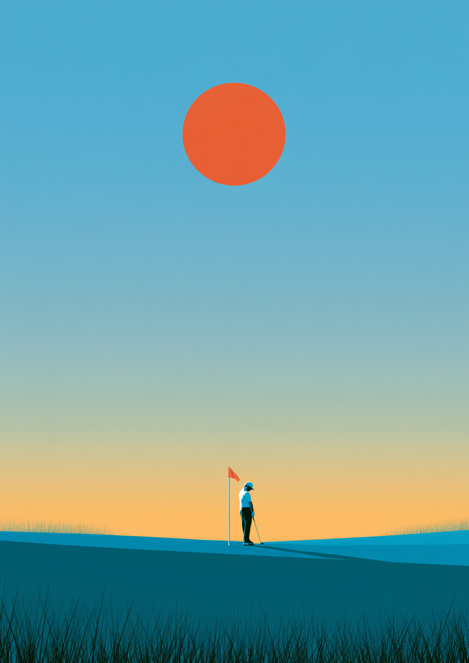 Póster Golf al Atardecer — Ilustración Minimalista (Ref.0082)