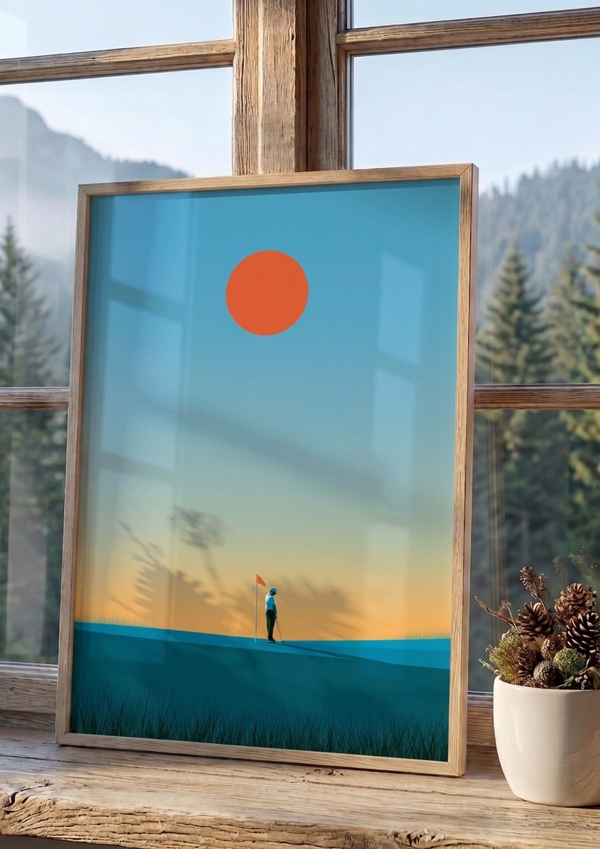 Póster Golf al Atardecer — Ilustración Minimalista (Ref.0082)