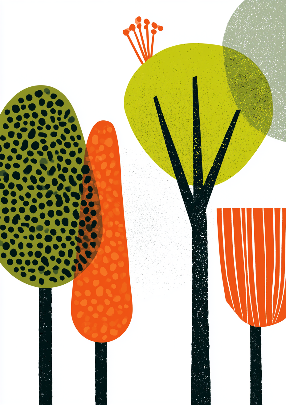 Póster Árboles Texturizados — Ilustración Escandinava (Ref.0083)