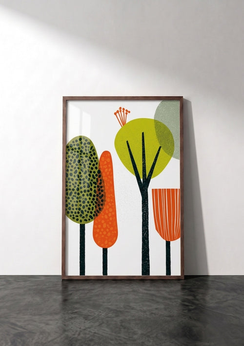 Póster Árboles Texturizados — Ilustración Escandinava (Ref.0083)