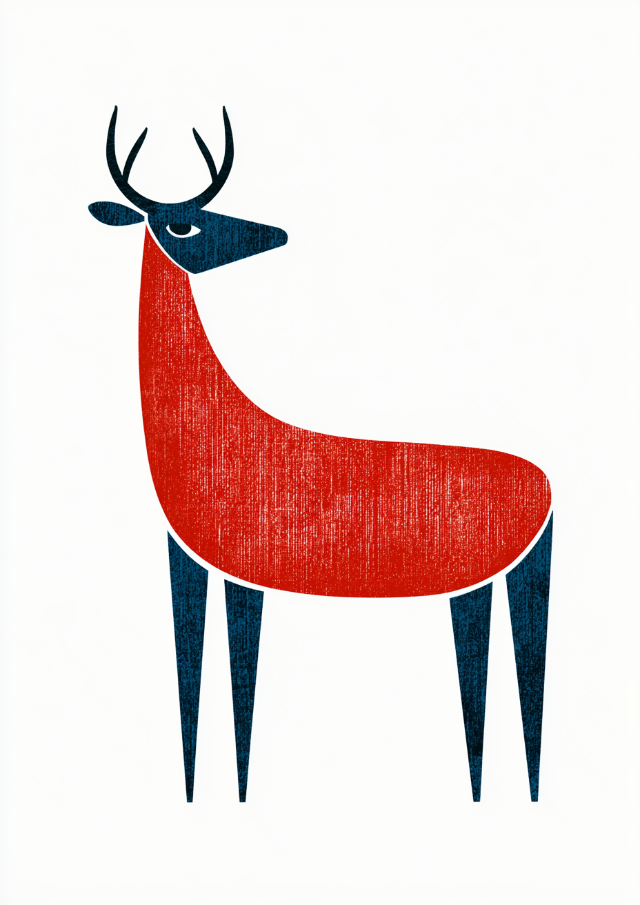 Póster Ciervo — Ilustración Escandinava (Ref.0086)