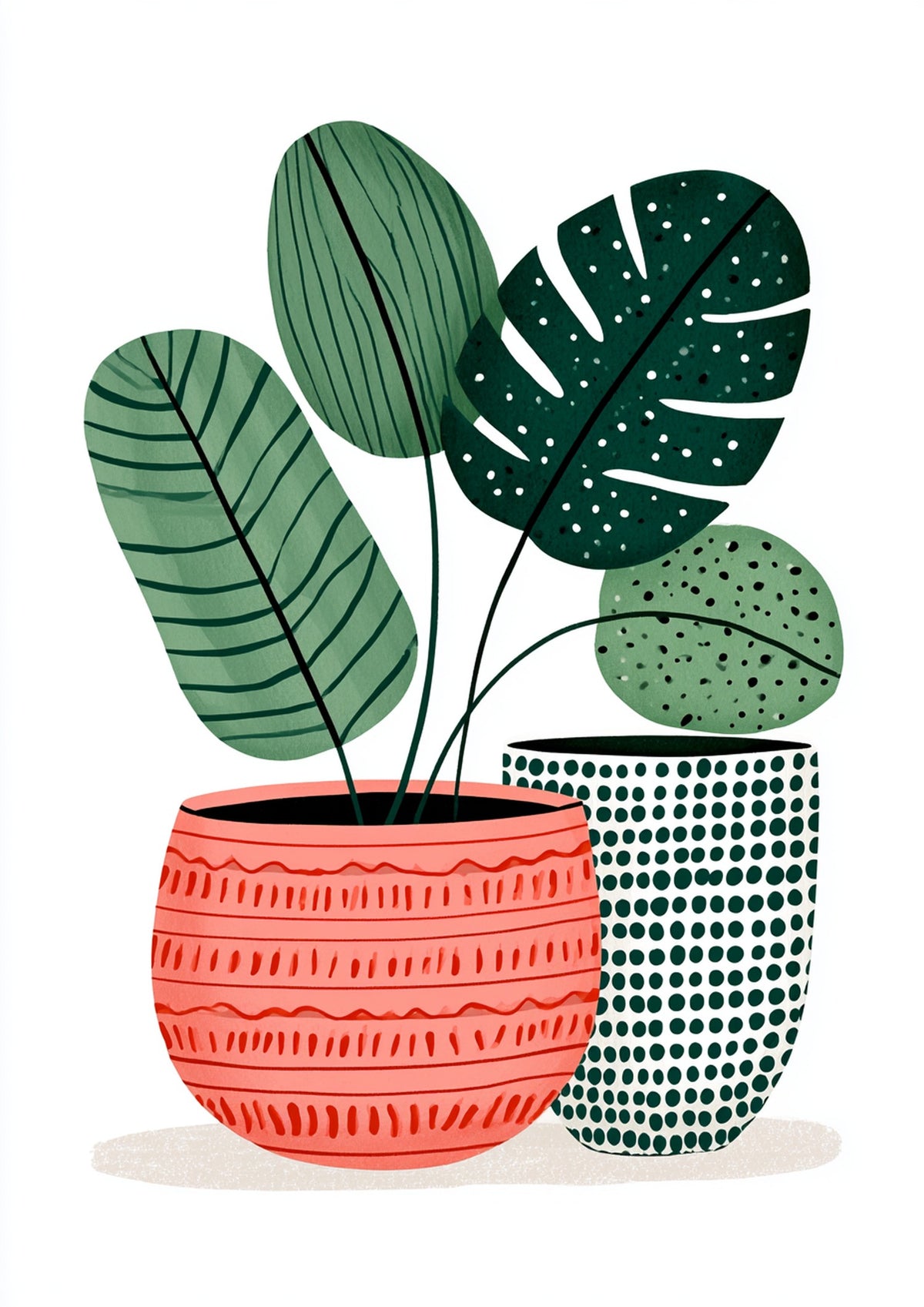 Póster Plantas en Macetas — Ilustración Botánica (Ref.0096)