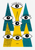 Póster Triángulos y Ojos — Ilustración Escandinava (Ref.0097)