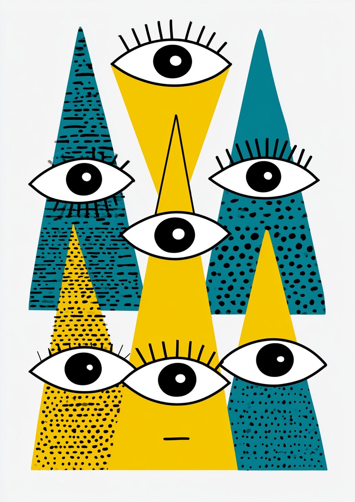 Póster Triángulos y Ojos — Ilustración Escandinava (Ref.0097)