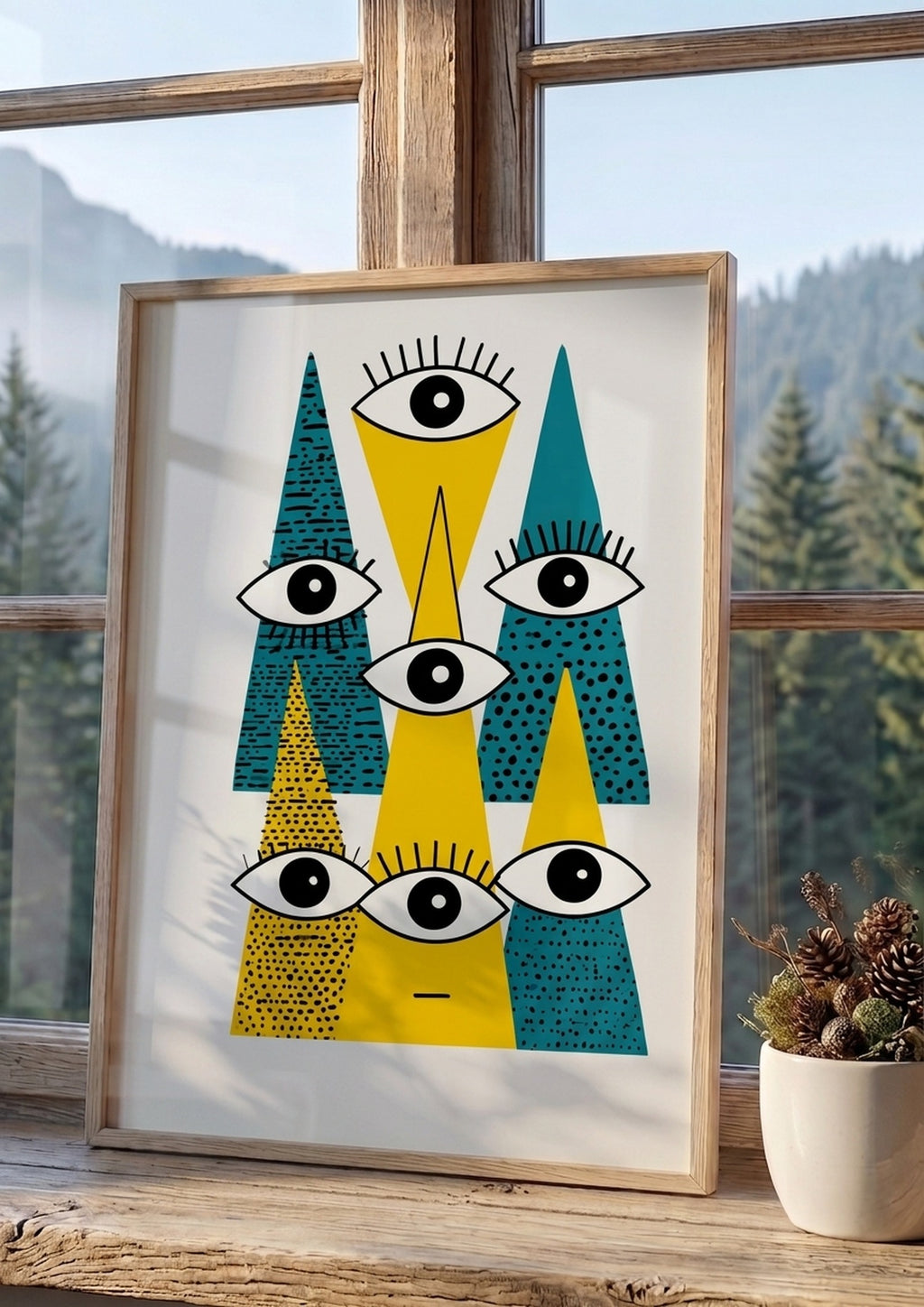 Póster Triángulos y Ojos — Ilustración Escandinava (Ref.0097)