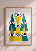Póster Triángulos y Ojos — Ilustración Escandinava (Ref.0097)