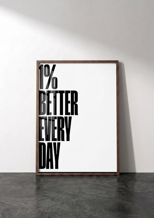Póster 1% Better Every Day Blanco — Ilustración Tipográfica (Ref.0101)
