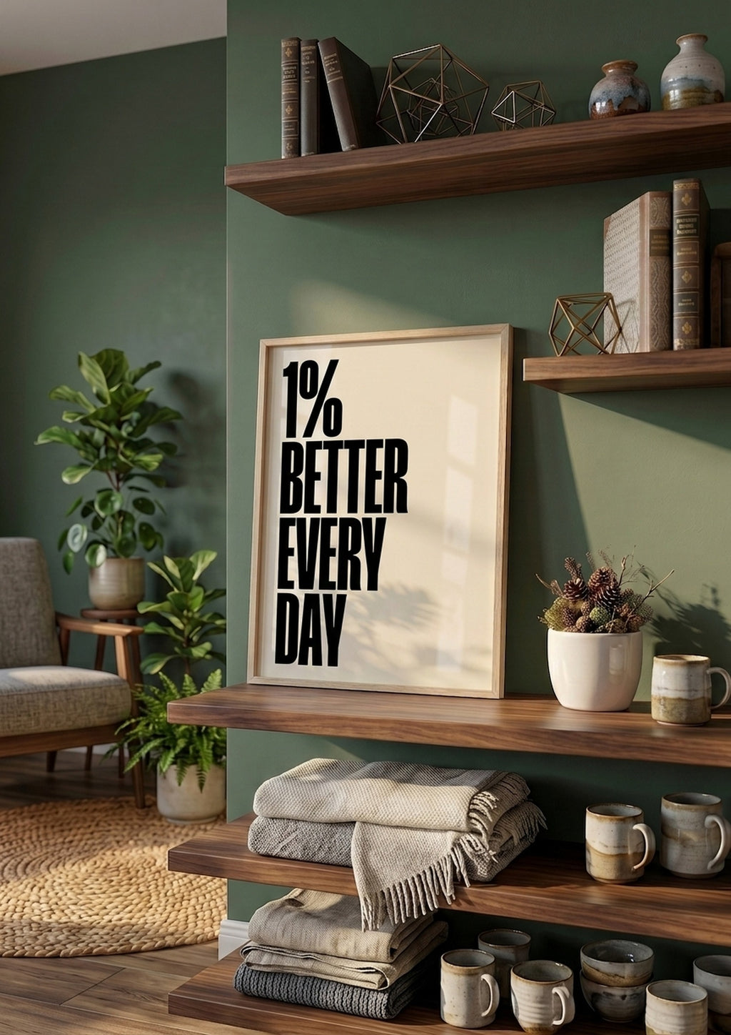 Póster 1% Better Every Day Blanco — Ilustración Tipográfica (Ref.0101)