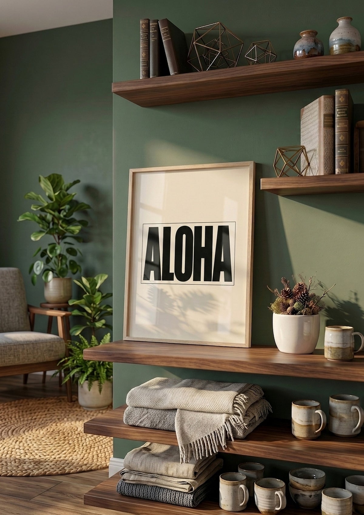 Póster Aloha Enmarcado — Ilustración Tipográfica (Ref.0103)