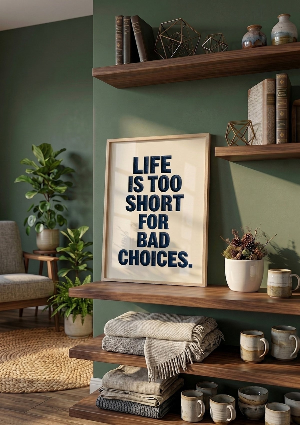Póster Life Is Too Short — Ilustración Tipográfica (Ref.0109)